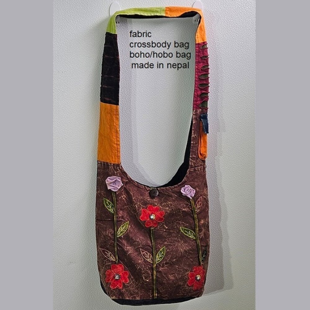 Slouchy, shoulder /sling cross body / stonewashed fabric bag